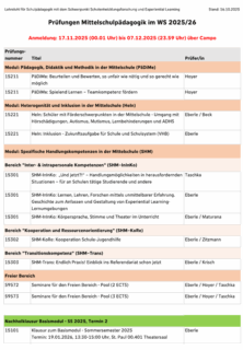 Zum Artikel "Prüfungen im WS 2025/26"